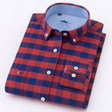 Mens Casual Shirts Fashion Cotton Business Plaid Dress Shirt Soft Comfortable Checkered Button Up Long Sleeve Male Clothing 4XL