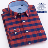 Mens Casual Shirts Fashion Cotton Business Plaid Dress Shirt Soft Comfortable Checkered Button Up Long Sleeve Male Clothing 4XL