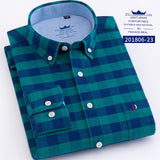 Mens Casual Shirts Fashion Cotton Business Plaid Dress Shirt Soft Comfortable Checkered Button Up Long Sleeve Male Clothing 4XL