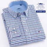 Mens Casual Shirts Fashion Cotton Business Plaid Dress Shirt Soft Comfortable Checkered Button Up Long Sleeve Male Clothing 4XL