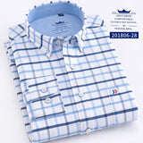 Mens Casual Shirts Fashion Cotton Business Plaid Dress Shirt Soft Comfortable Checkered Button Up Long Sleeve Male Clothing 4XL