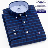 Mens Casual Shirts Fashion Cotton Business Plaid Dress Shirt Soft Comfortable Checkered Button Up Long Sleeve Male Clothing 4XL