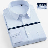 New Arrived Mens shirts Brand Long sleeve striped Man Smart Social Dress Shirts White Blue Splice Male Clothing Big Size 4XL